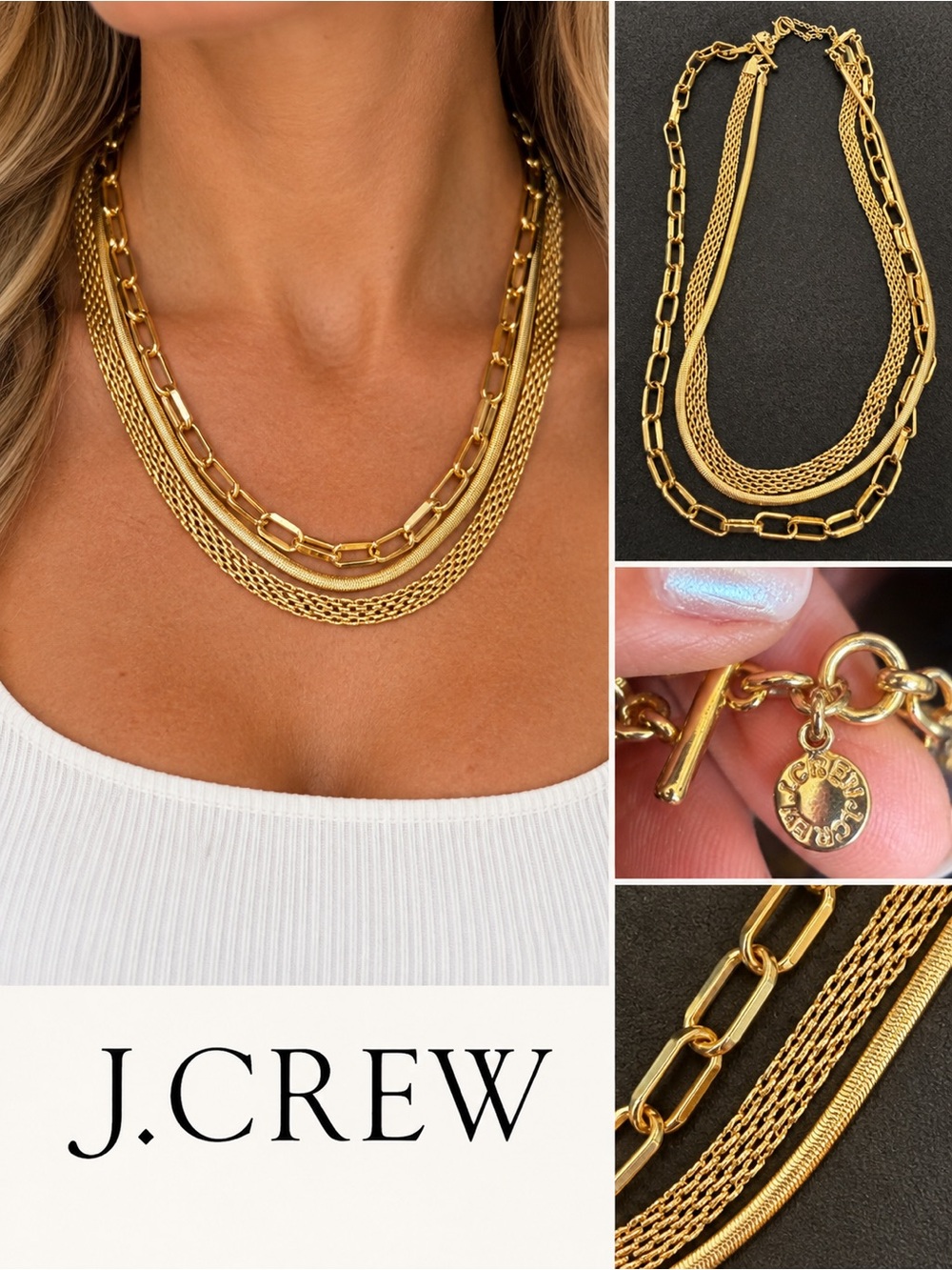 J. Crew Multi-Layered Gold Chain Necklace